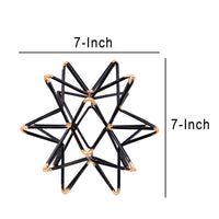 Intersecting Iron Wire Star Decor with Accented Joints, Black and Gold - BM47916