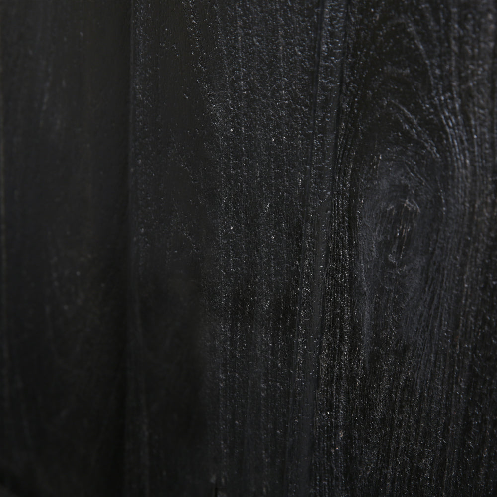 58 Inch Mango Wood Sideboard Buffet Console Cabinet with White Marble Top, 3 Drawers, Sandblasted Black - BM163021