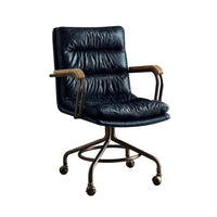 Metal & Leather Executive Office Chair, Vintage Blue - BM163562