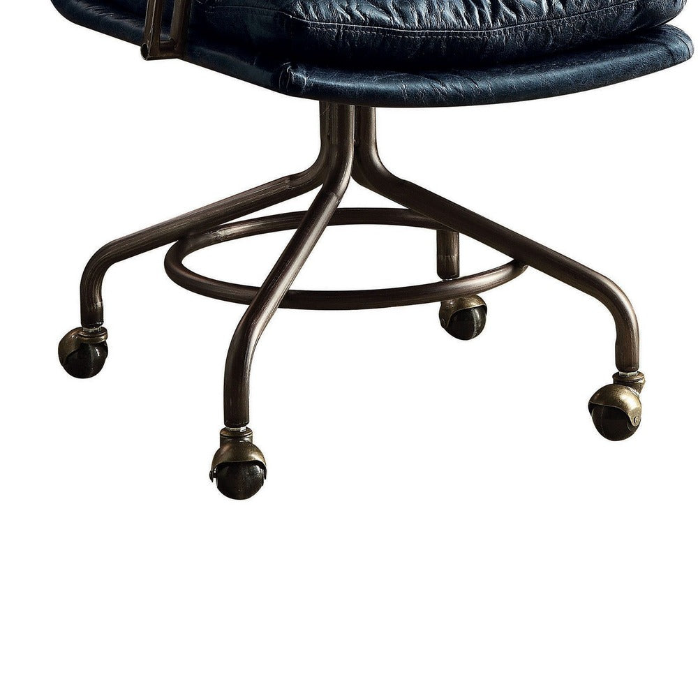 Metal & Leather Executive Office Chair, Vintage Blue - BM163562