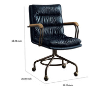 Metal & Leather Executive Office Chair, Vintage Blue - BM163562