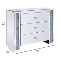 Wood and Mirror Cabinet with Three Drawers, Clear - BM196005