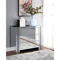Wood and Mirror Cabinet with Three Drawers, Clear - BM196005
