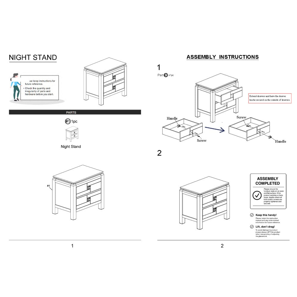 Patra Transitional Nightstand, Acacia & Walnut - BM123140