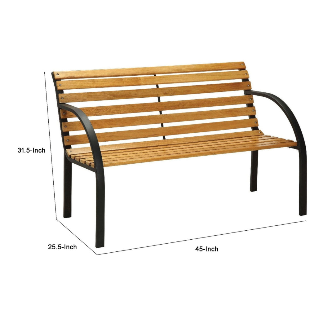BM123183 Dumas Transitional Style Patio Bench, Natural Oak