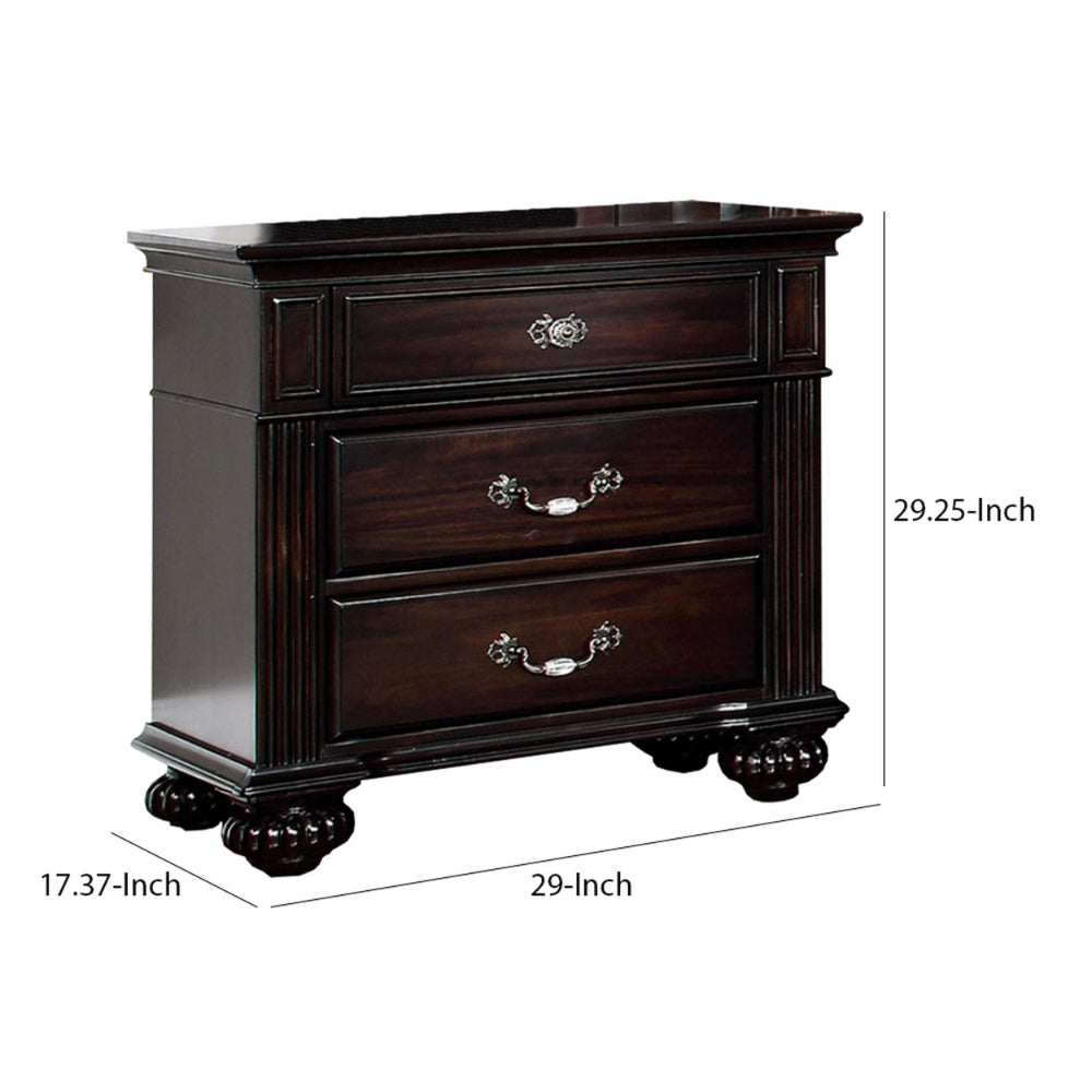 BM137844 Syracuse Traditional Style Beautiful Nightstand, Dark Walnut