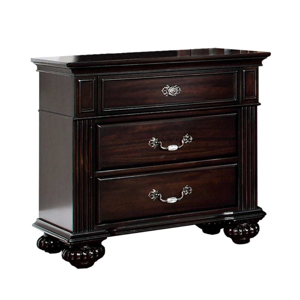 BM137844 Syracuse Traditional Style Beautiful Nightstand, Dark Walnut