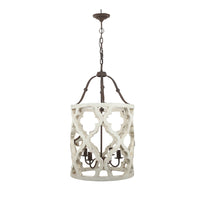 4-Light Wood Chandelier, White - BM154664