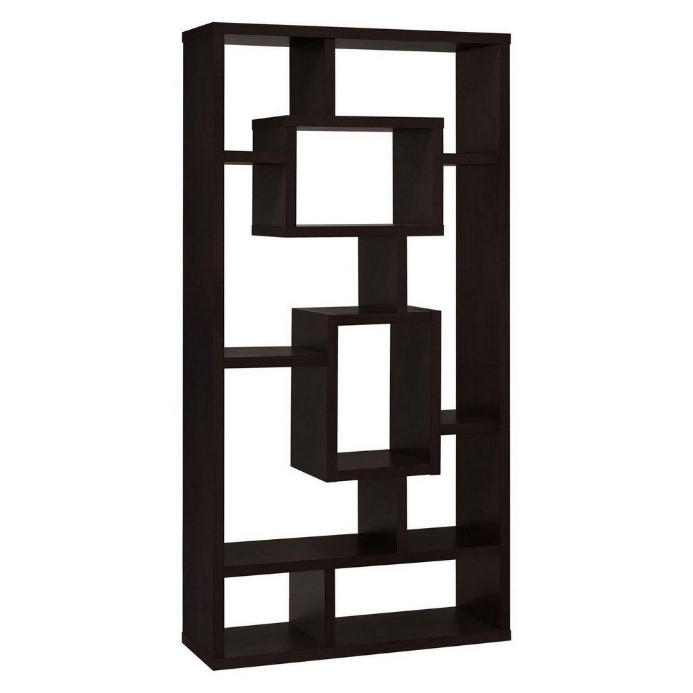 Aesthetic Fine Looking Rectangular Bookcase, Cappuccino Brown - BM156231