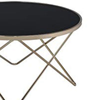Smoked Glass Top Coffee Table with Metal Hairpin Base, Black and Gold - BM156783