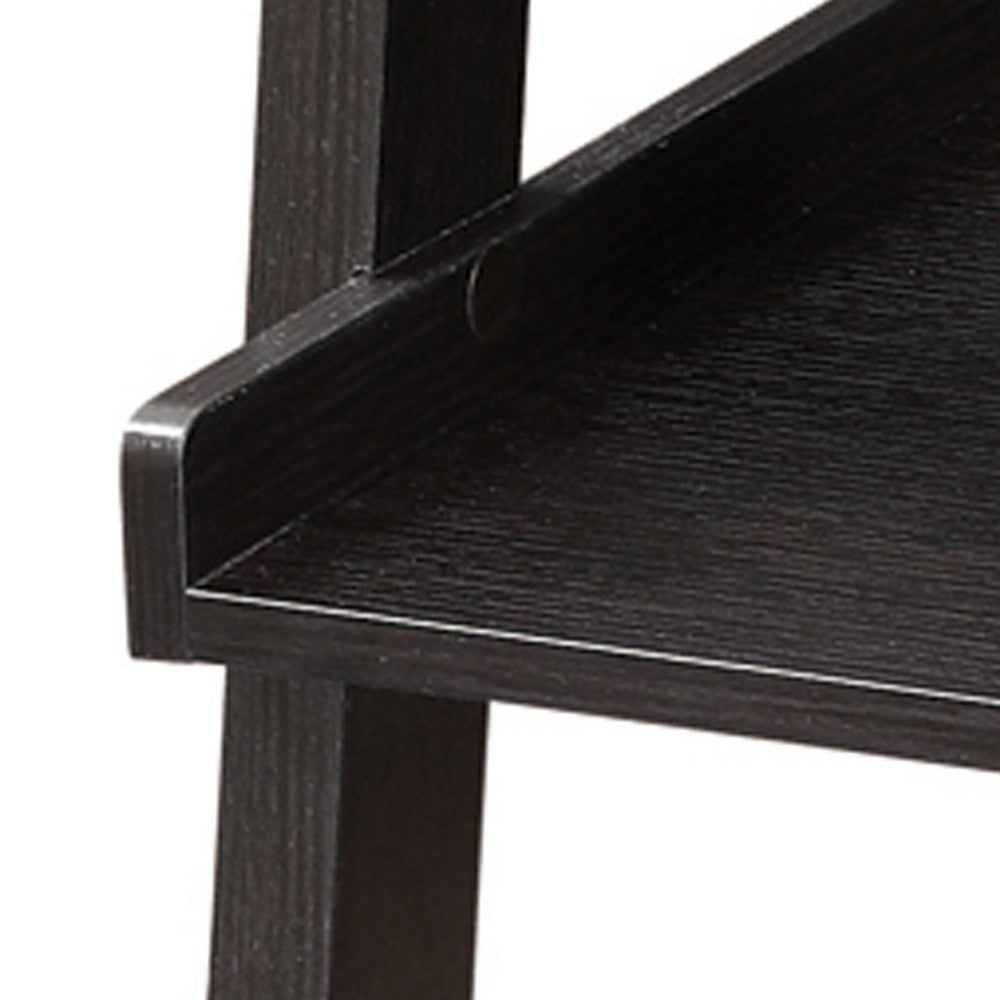 BM159054 Sleek Wooden Ladder Bookcase with 5 Shelves, Brown