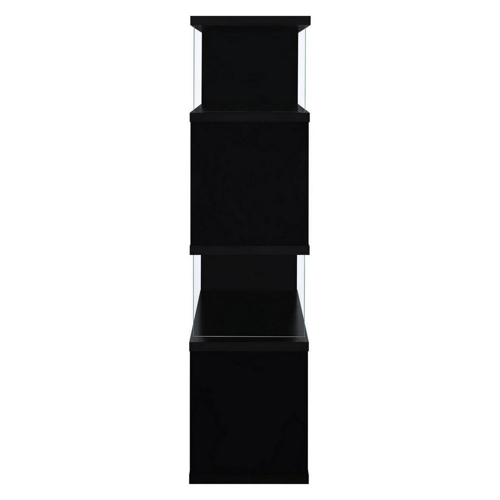 BM159055 Asymmetrical Snaking Wooden Bookcase, Black