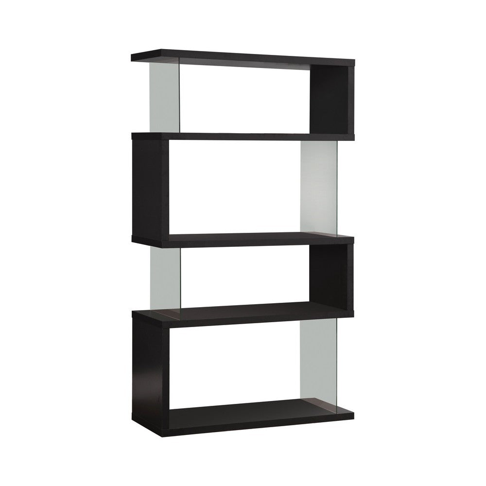 BM159055 Asymmetrical Snaking Wooden Bookcase, Black