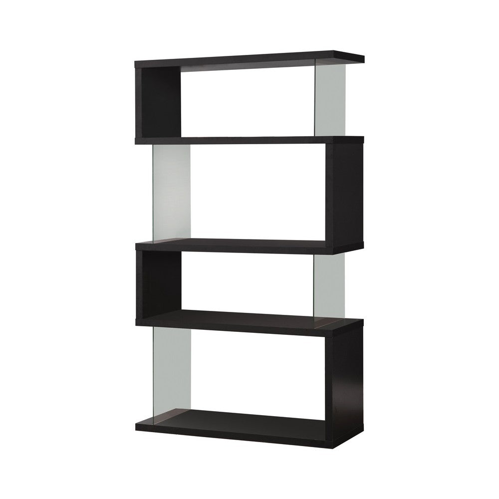 BM159055 Asymmetrical Snaking Wooden Bookcase, Black