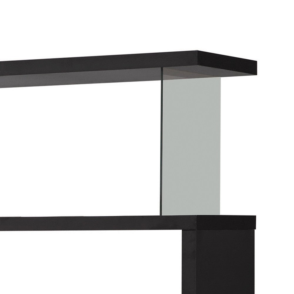 BM159055 Asymmetrical Snaking Wooden Bookcase, Black