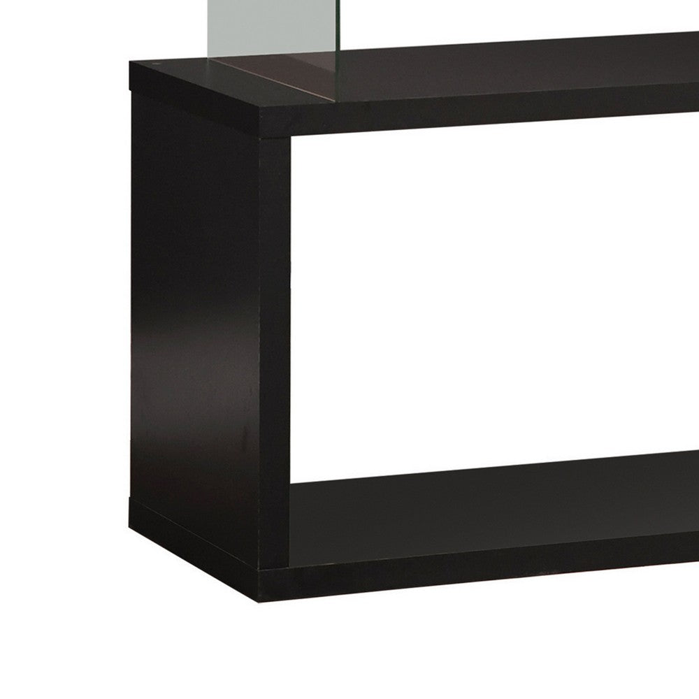 BM159055 Asymmetrical Snaking Wooden Bookcase, Black