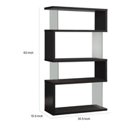 BM159055 Asymmetrical Snaking Wooden Bookcase, Black