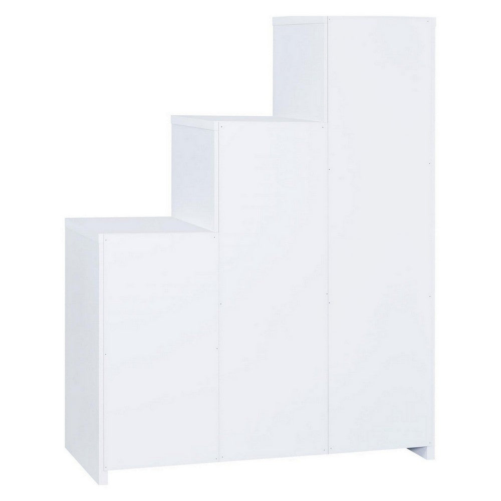 BM159126 Asymmetrical Bookcase with Cube Storage Compartments, White