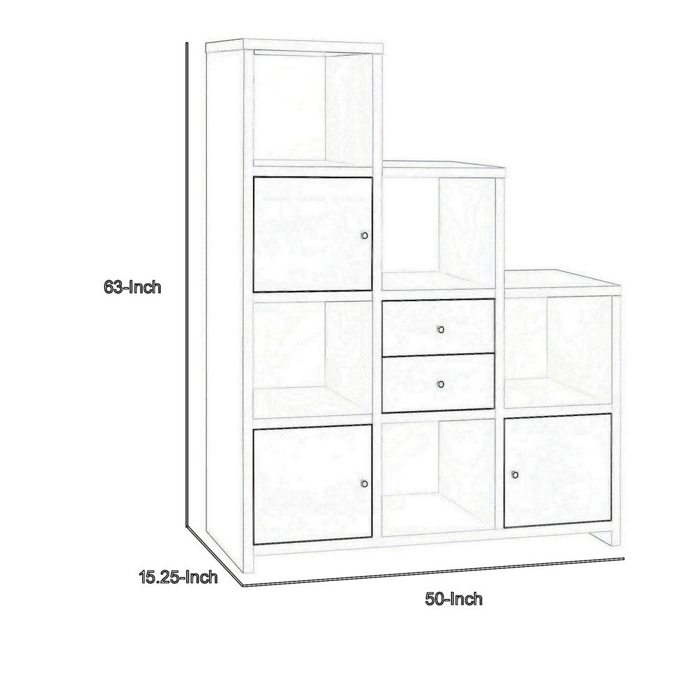 BM159127 Contemporary Bookcase with Stair-like Design, brown