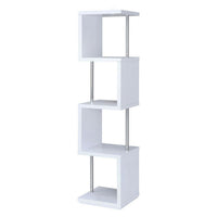 BM159152 Modern Four Tier Wood And Metal  Bookcase, White