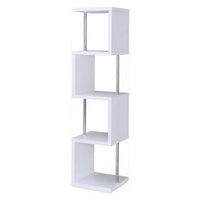 BM159152 Modern Four Tier Wood And Metal  Bookcase, White