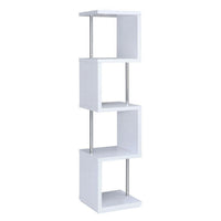 BM159152 Modern Four Tier Wood And Metal  Bookcase, White