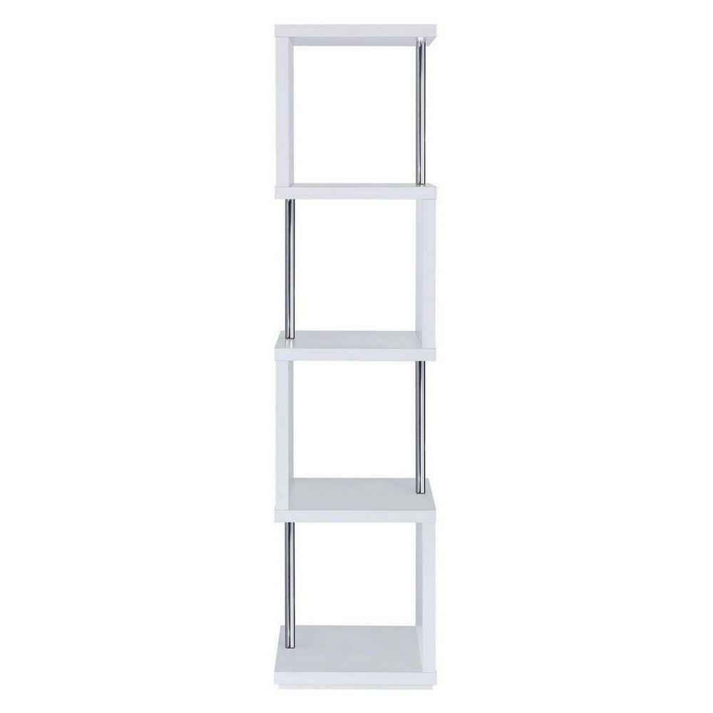 BM159152 Modern Four Tier Wood And Metal  Bookcase, White