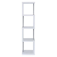 BM159152 Modern Four Tier Wood And Metal  Bookcase, White