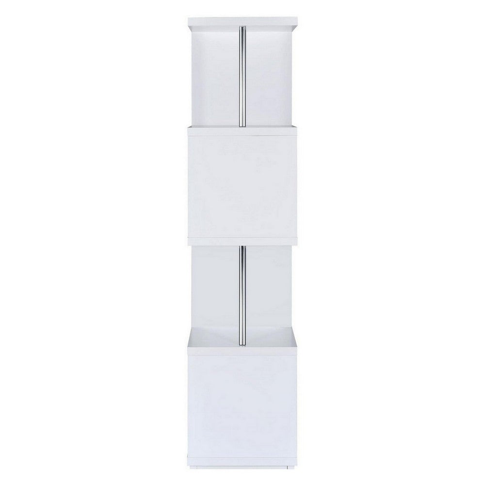 BM159152 Modern Four Tier Wood And Metal  Bookcase, White