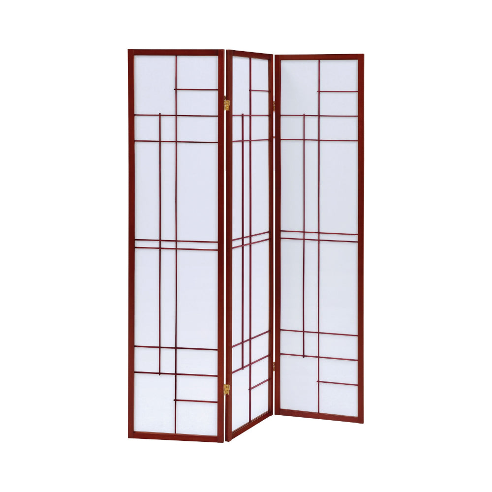 BM159229 Classic 3 Panel Wooden Folding Screen, Brown