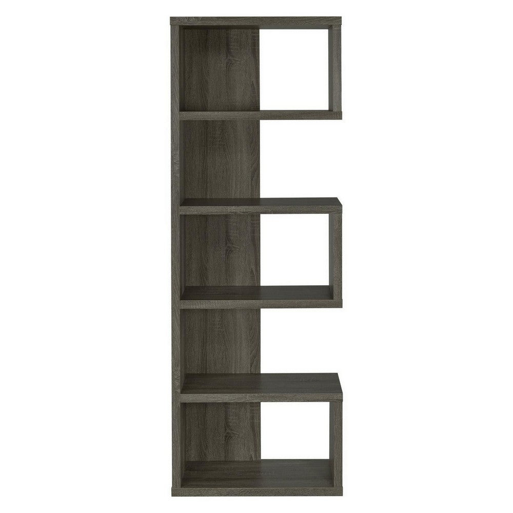 BM159406 Sturdy Semi-Backless Wooden Bookcase, Gray