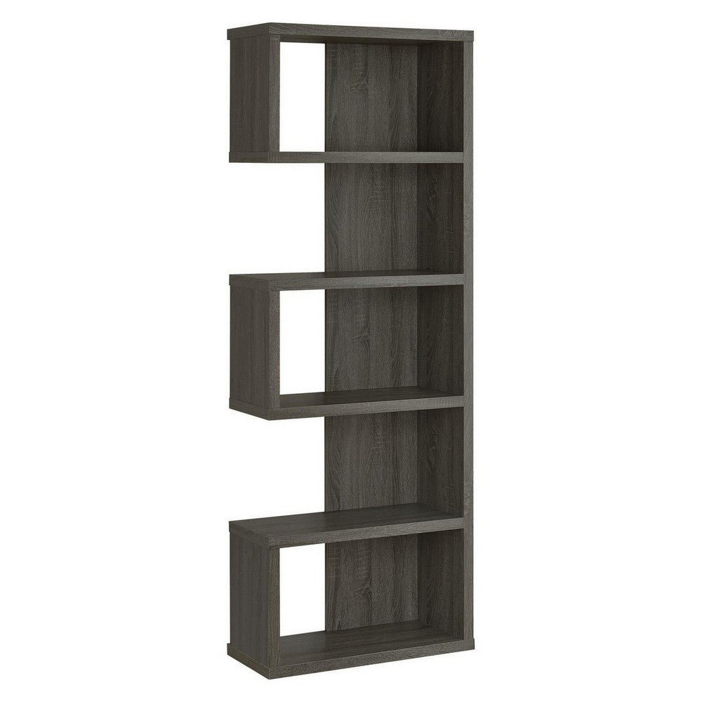 BM159406 Sturdy Semi-Backless Wooden Bookcase, Gray