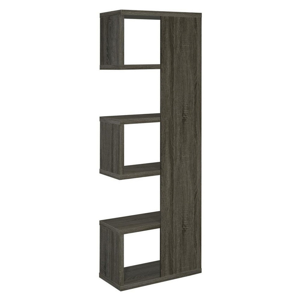 BM159406 Sturdy Semi-Backless Wooden Bookcase, Gray