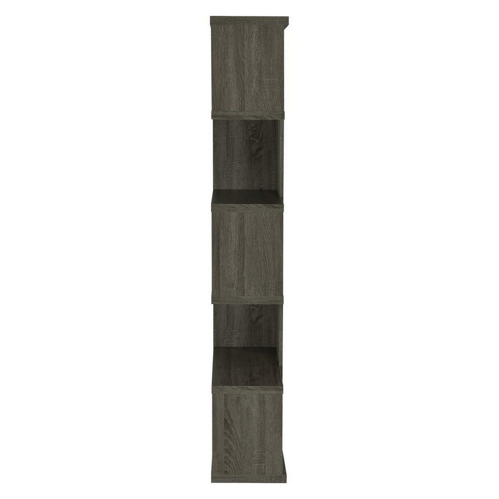 BM159406 Sturdy Semi-Backless Wooden Bookcase, Gray