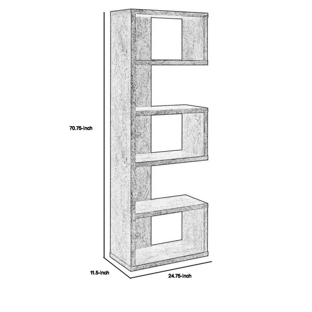 BM159406 Sturdy Semi-Backless Wooden Bookcase, Gray