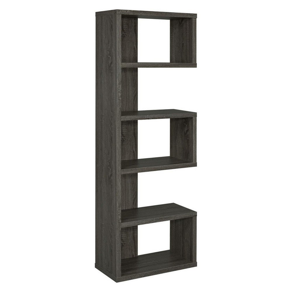 BM159406 Sturdy Semi-Backless Wooden Bookcase, Gray