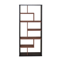 BM163556 Wooden Rectangular Cube Bookcase, Natural Brown & Black