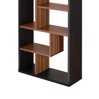 BM163556 Wooden Rectangular Cube Bookcase, Natural Brown & Black