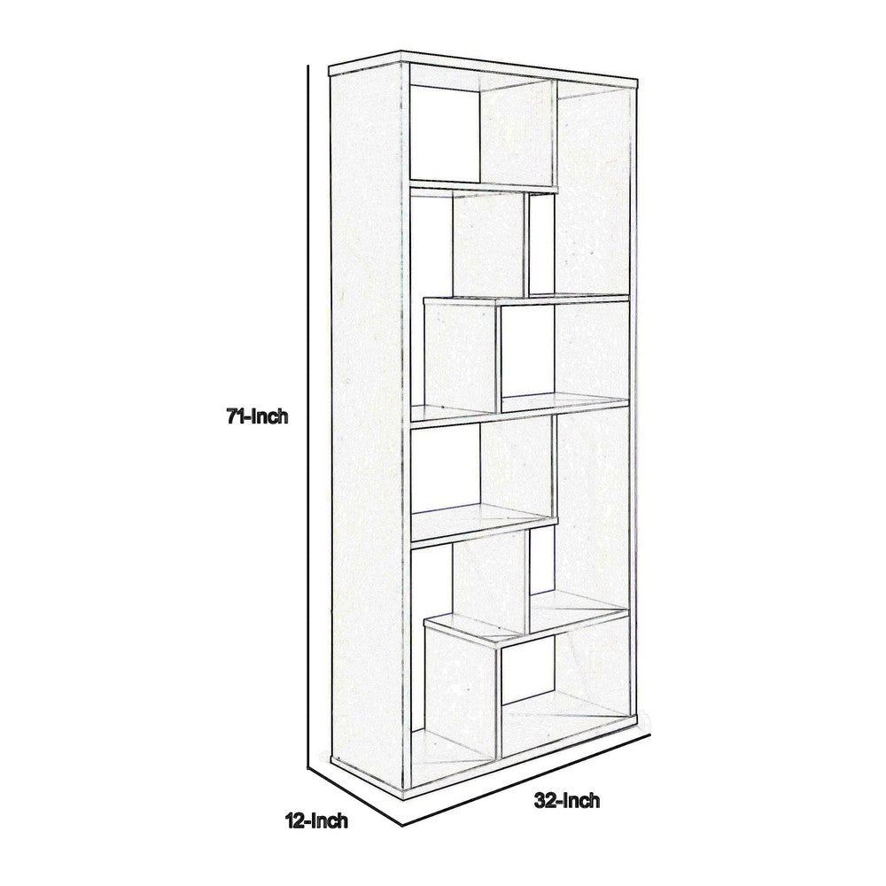 BM163556 Wooden Rectangular Cube Bookcase, Natural Brown & Black