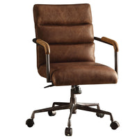 Metal & Top Grain Leather Executive Office Chair, Retro Brown - BM258786