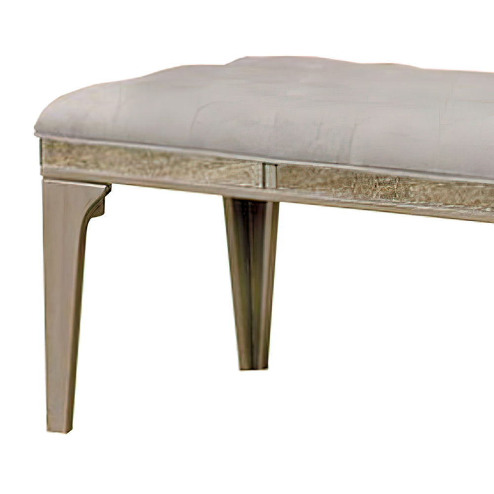 BM166157 Wooden Bench With Comfy Cushioned Seat Gray