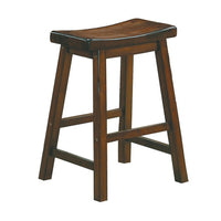 24" Counter Height Stool with Saddle Seat, Distressed Cherry Brown, Set Of 2 - BM175980