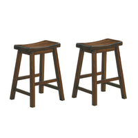 24" Counter Height Stool with Saddle Seat, Distressed Cherry Brown, Set Of 2 - BM175980