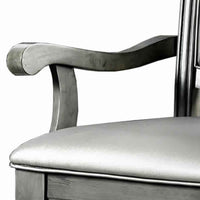 Traditional Style Wooden Arm Chair With Leatherette Cushions In Gray, Set Of 2