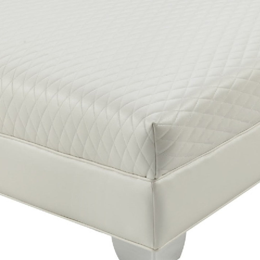 Contemporary Faux Leather & Metal Ottoman With Doorknocker Handles, Silver - BM183016