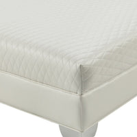 Contemporary Faux Leather & Metal Ottoman With Doorknocker Handles, Silver - BM183016