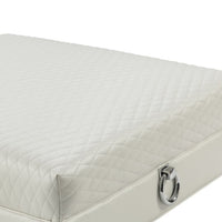 Contemporary Faux Leather & Metal Ottoman With Doorknocker Handles, Silver - BM183016