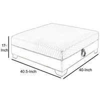 Contemporary Faux Leather & Metal Ottoman With Doorknocker Handles, Silver - BM183016