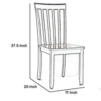 Wooden Seat Dining Chair with Slatted Backrest, Set of 2, Brown and Black - BM183350