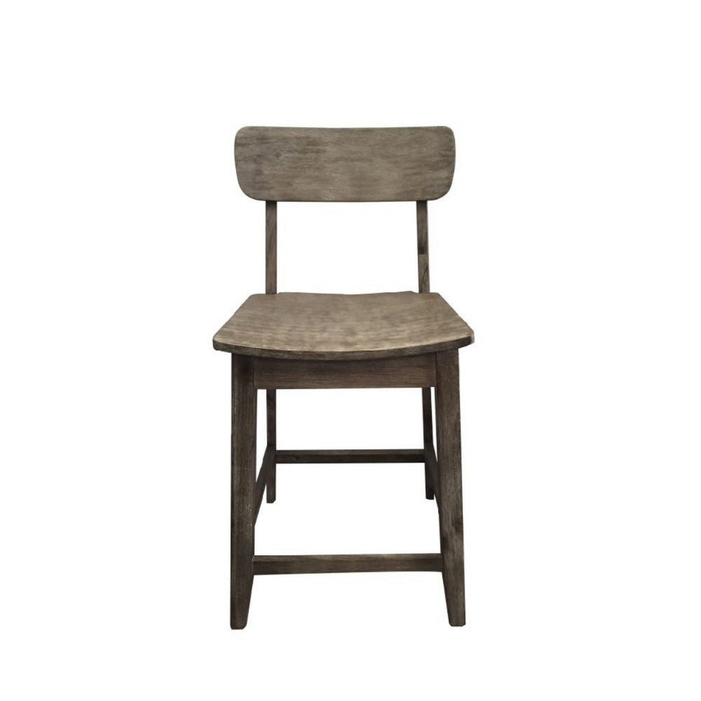 Curved Seat Wooden Frame Counter Stool with Cut Out Backrest, Gray - BM183426